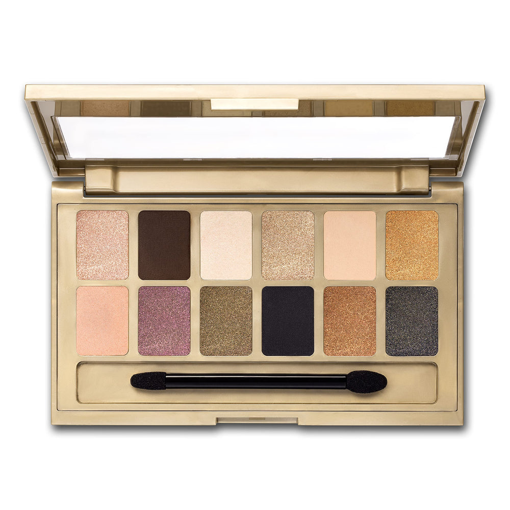Maybelline 24K Nudes swatches showing metallic gold pigments for bold day-to-night makeup