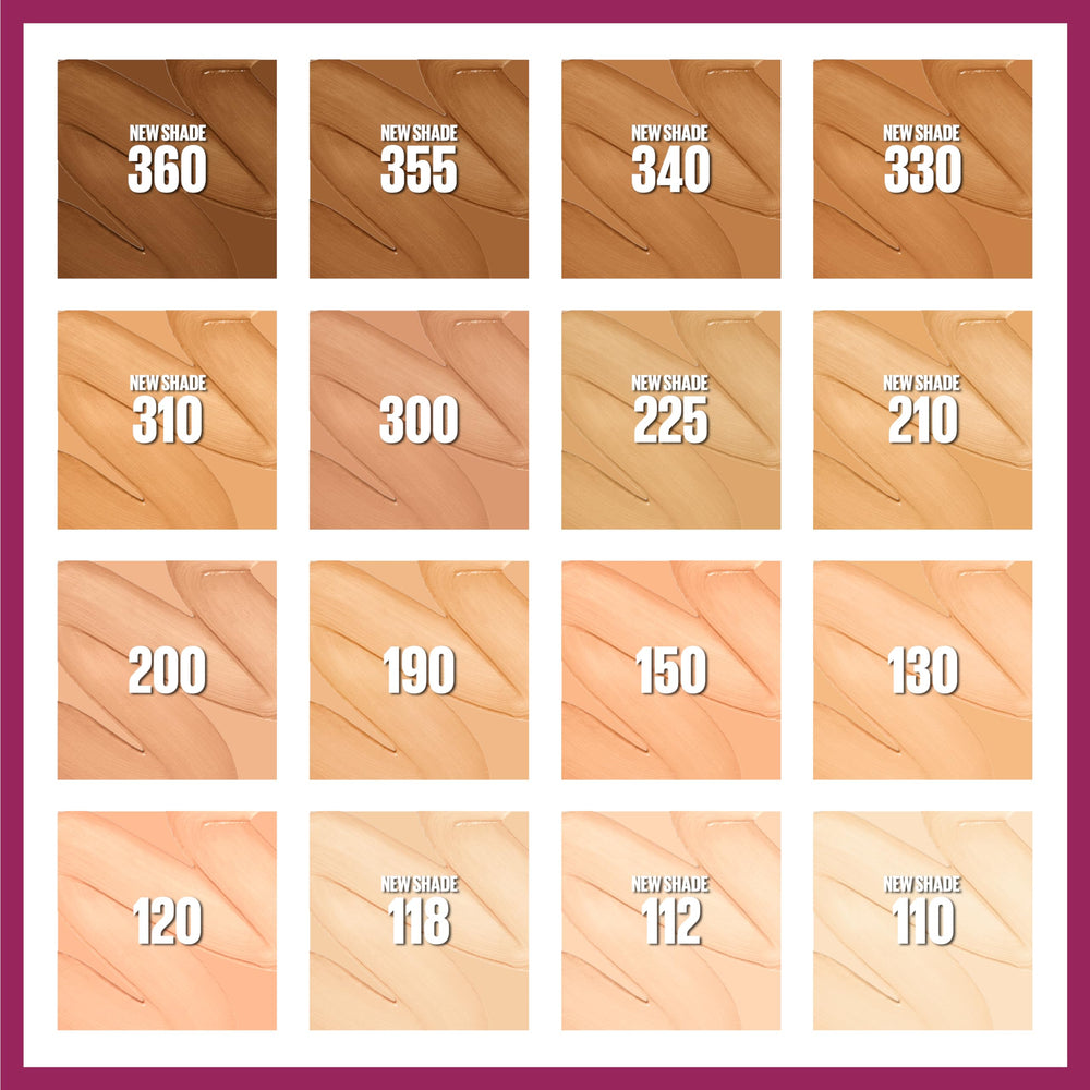 Maybelline foundation shade range of 16 options supports diverse skin tones.