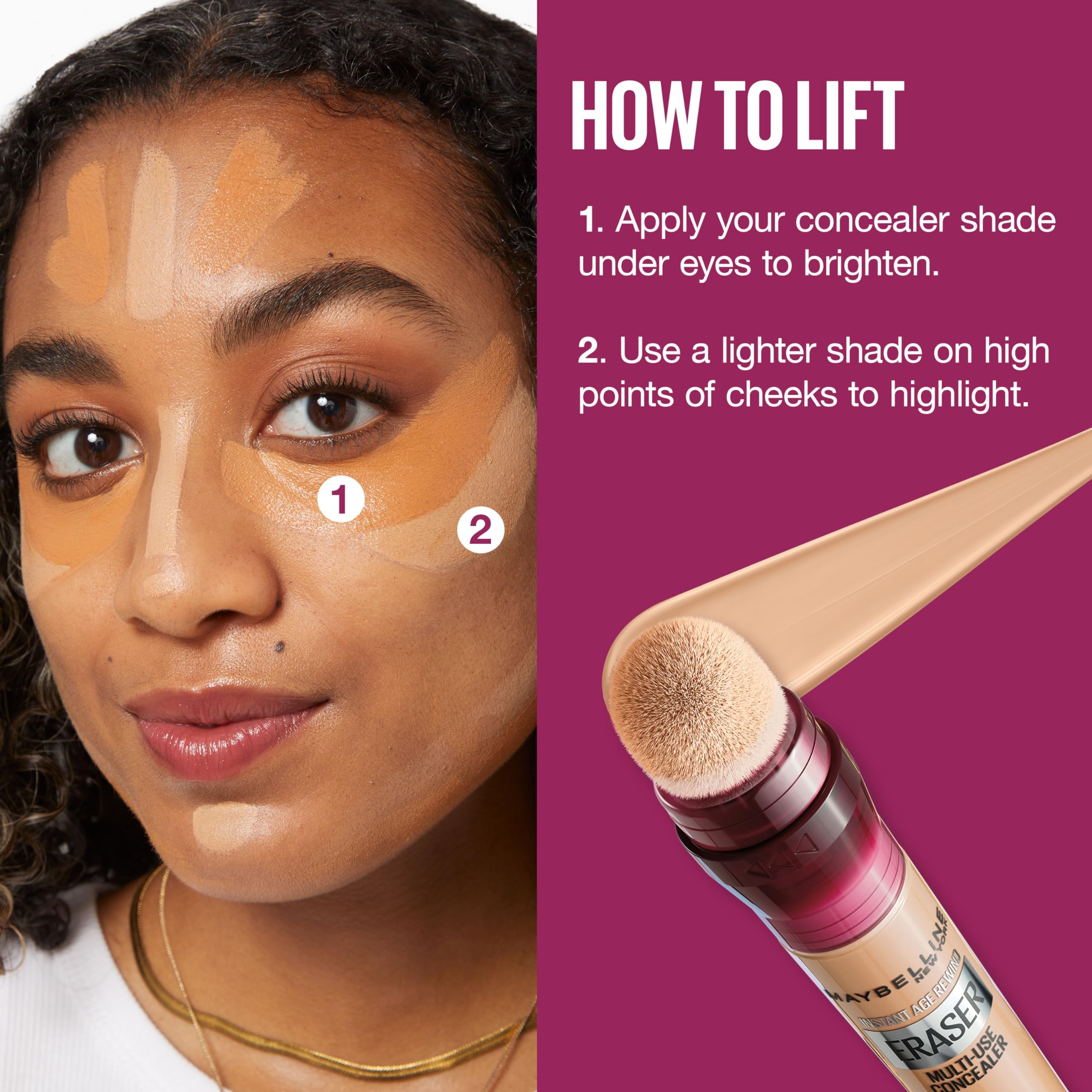 Maybelline age rewind shade range contour shot demonstrates versatile use.