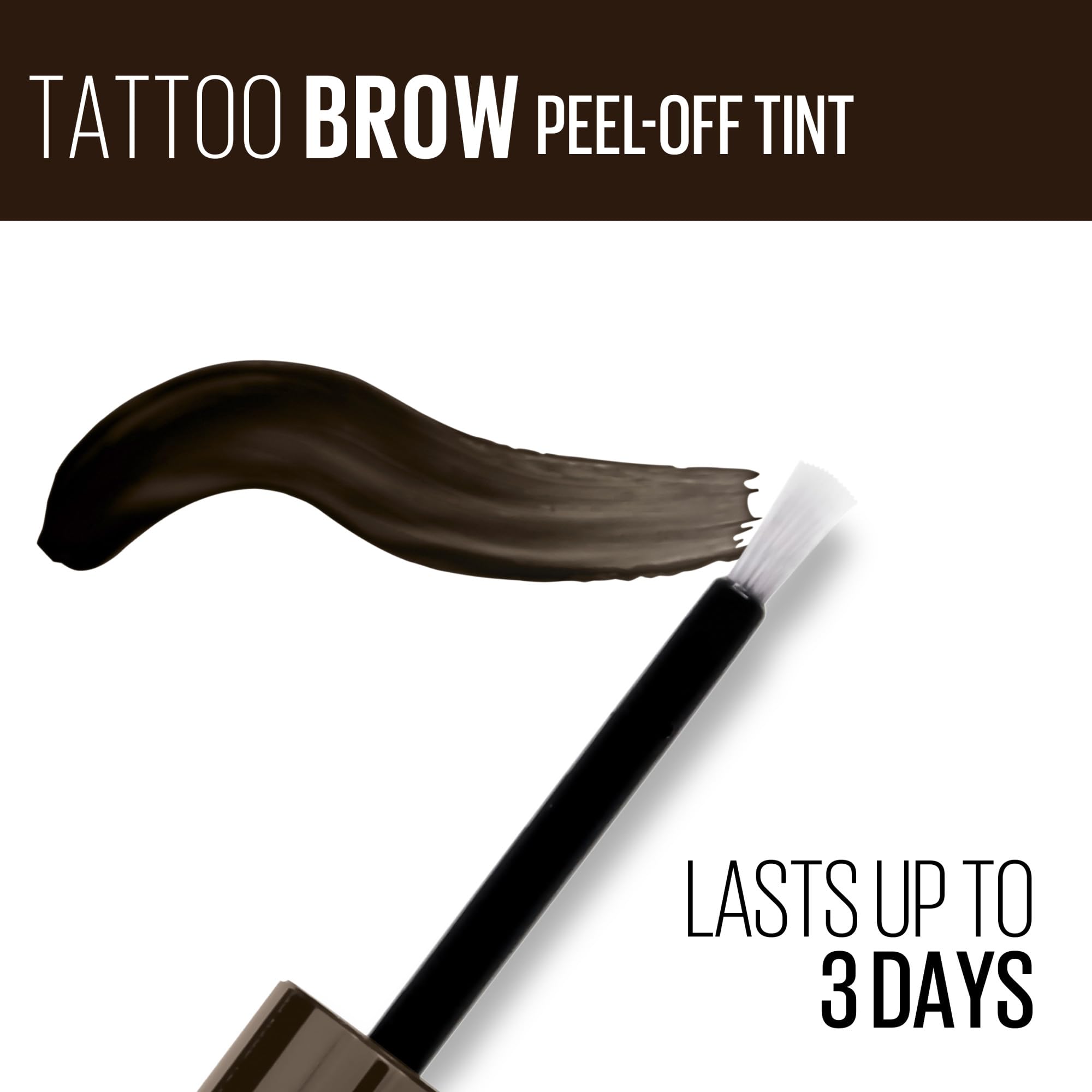 Three-step application of Maybelline Brow Tattoo tint