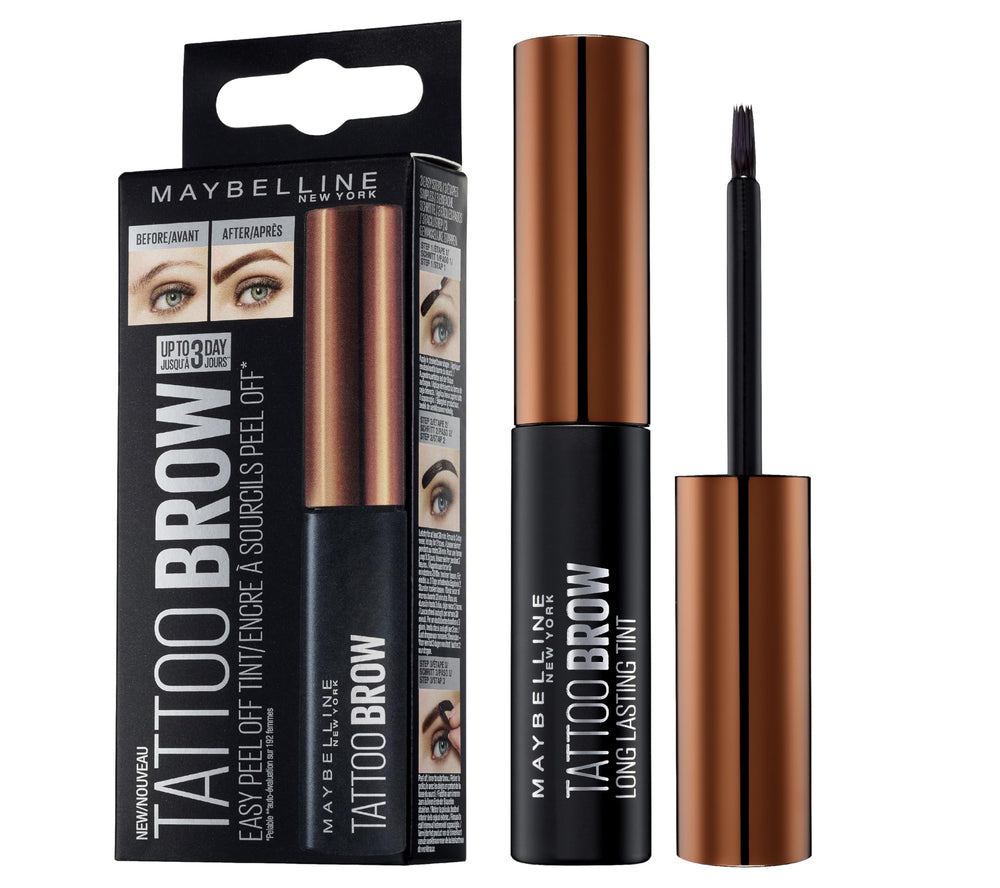 Maybelline Brow Tattoo application brush for precise brow definition at home.