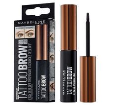 Maybelline Brow Tattoo peel-off tint on brows for long-lasting color.