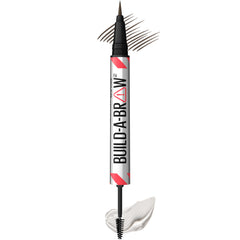 Maybelline Build-A-Brow pen strokes closeup show natural hair-like lines for fuller brows