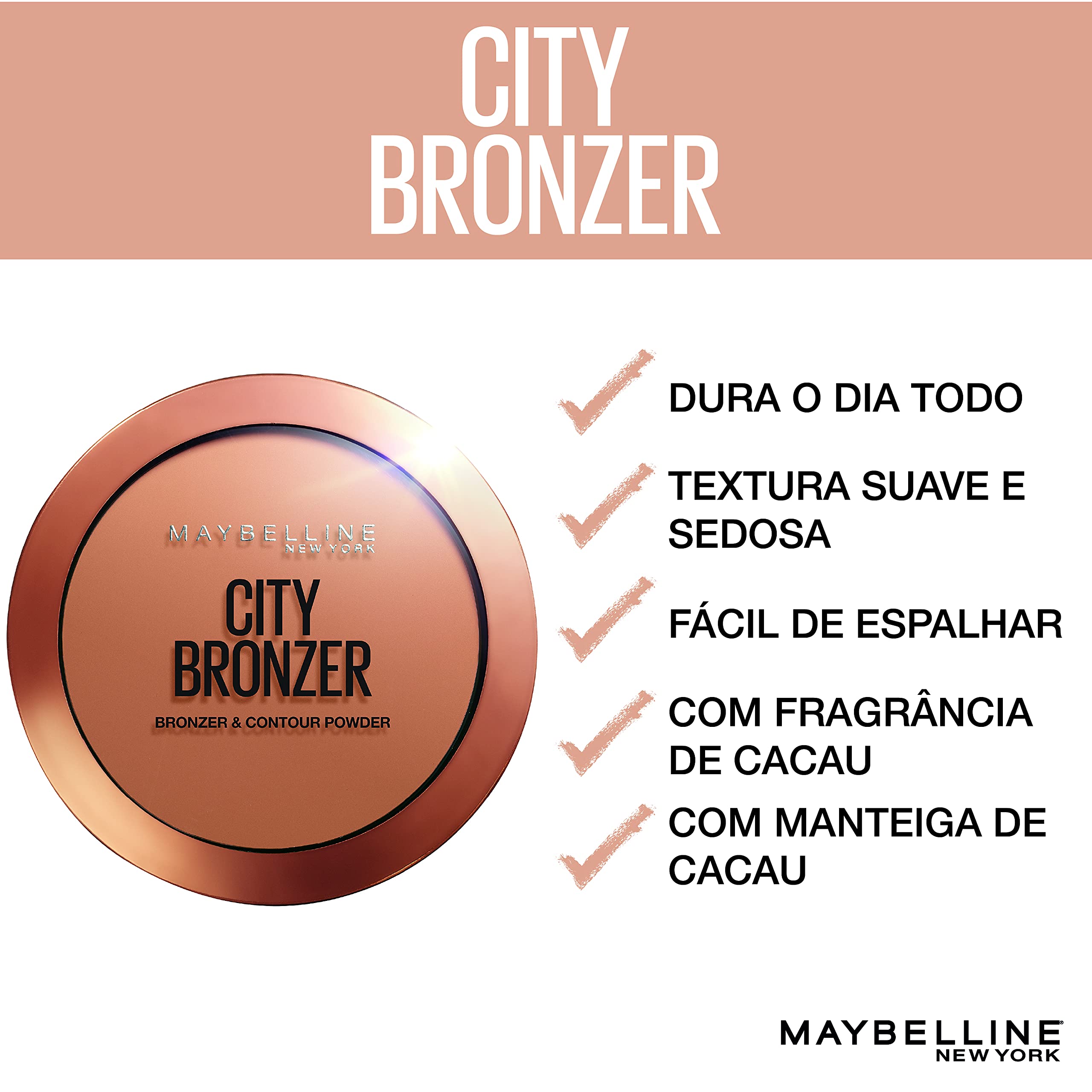 Maybelline City Bronzer bronze-all-over swatch offers sun-kissed glow