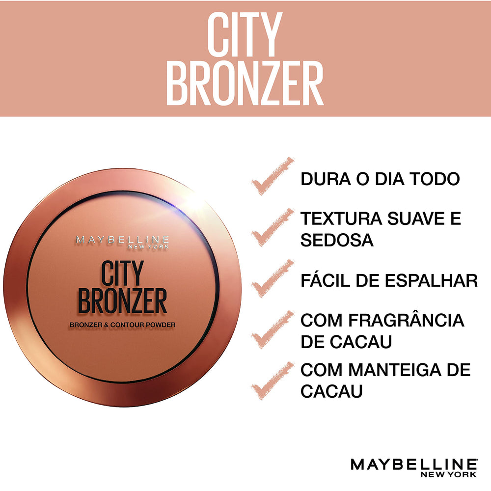 Maybelline City Bronzer bronze-all-over swatch offers sun-kissed glow