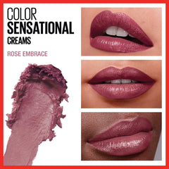 Maybelline Color Sensational nude pink red plum swatches show rich, flattering options.