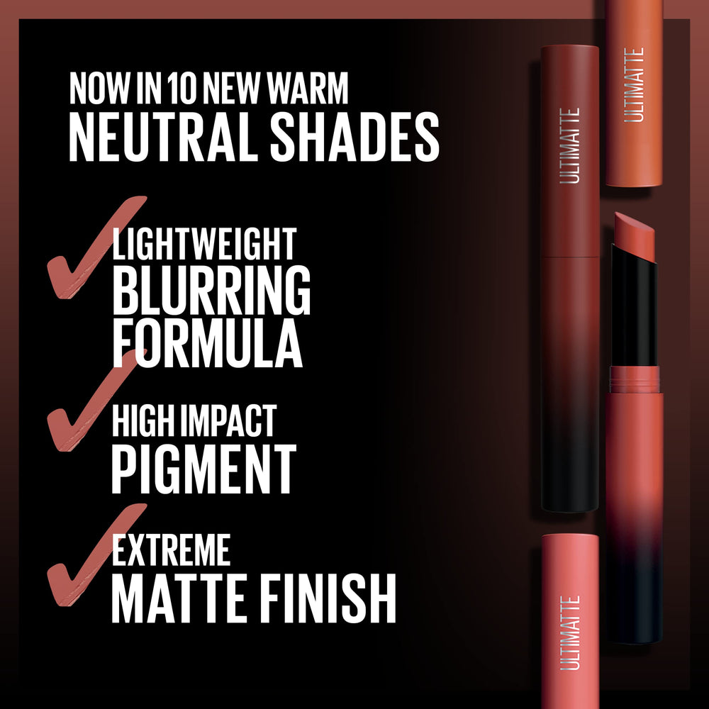 Maybelline Color Sensational Ultimatte texture blur close-up showing lip-line smoothing.