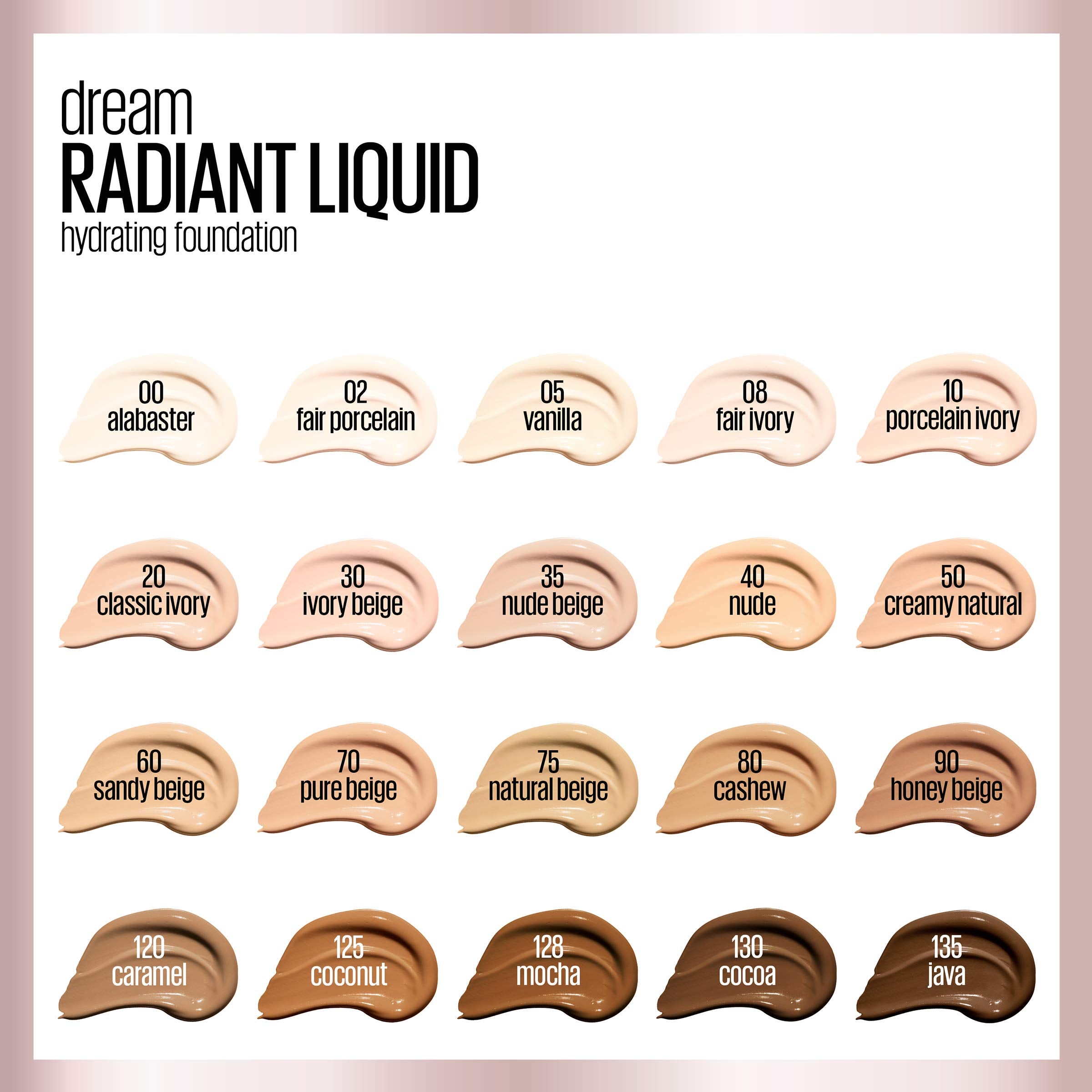 Maybelline Dream Radiant Foundation dermatologist-tested badge emphasizes skin safety.