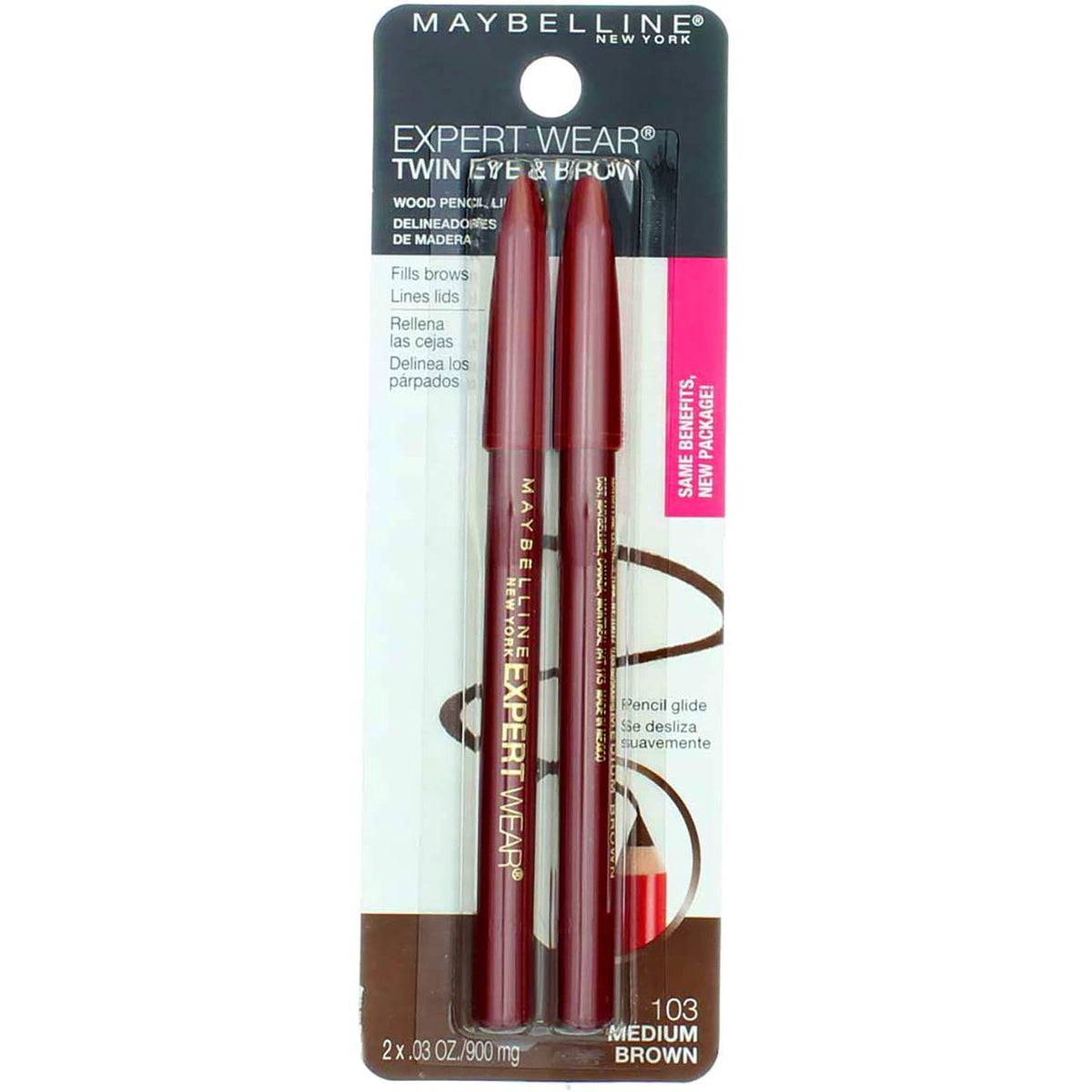 Maybelline Expert Eyes Twin Brow & Eye Pencil pack in medium brown for daily use