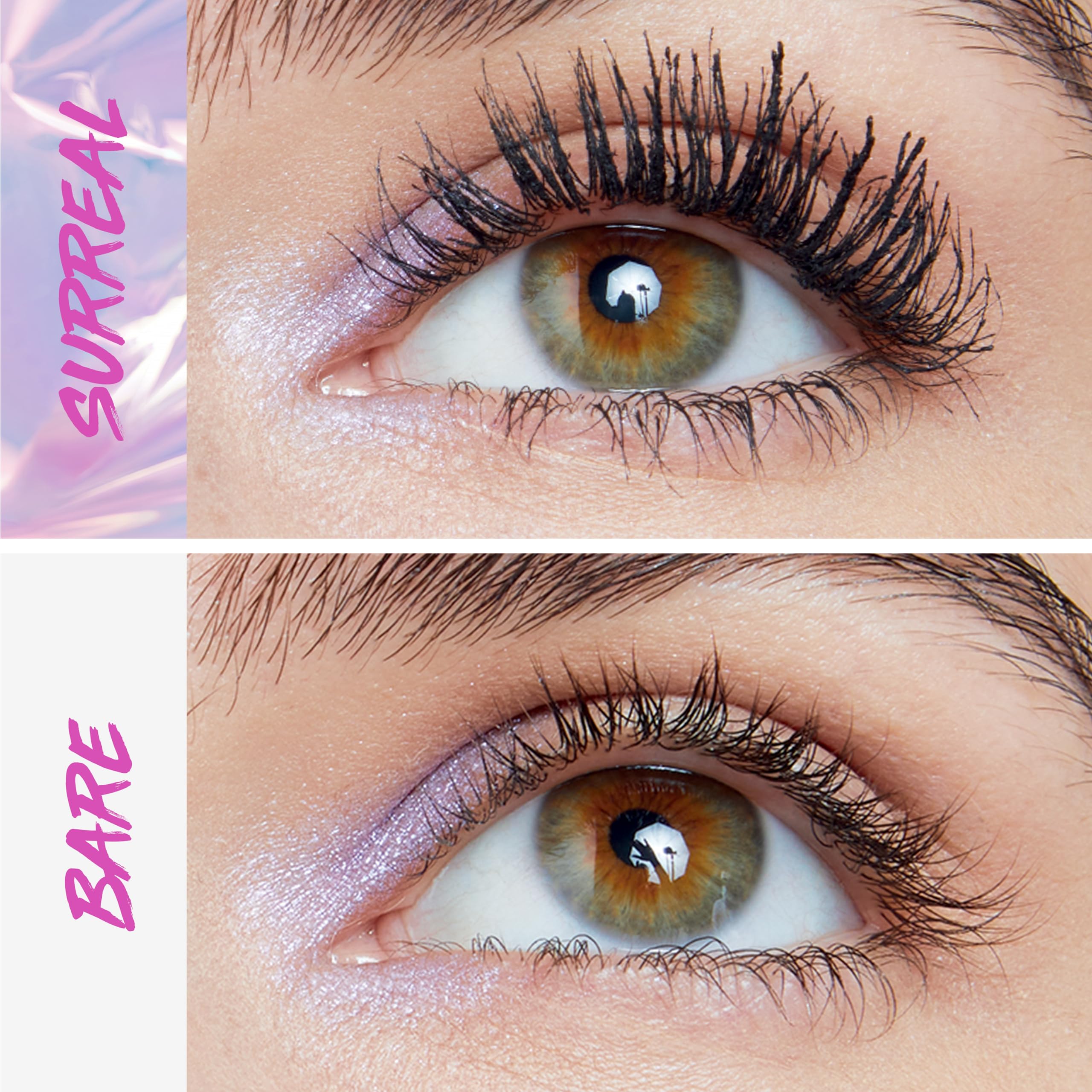 Maybelline The Falsies Surreal Extensions Mascara brush close-up showing lengthening effect