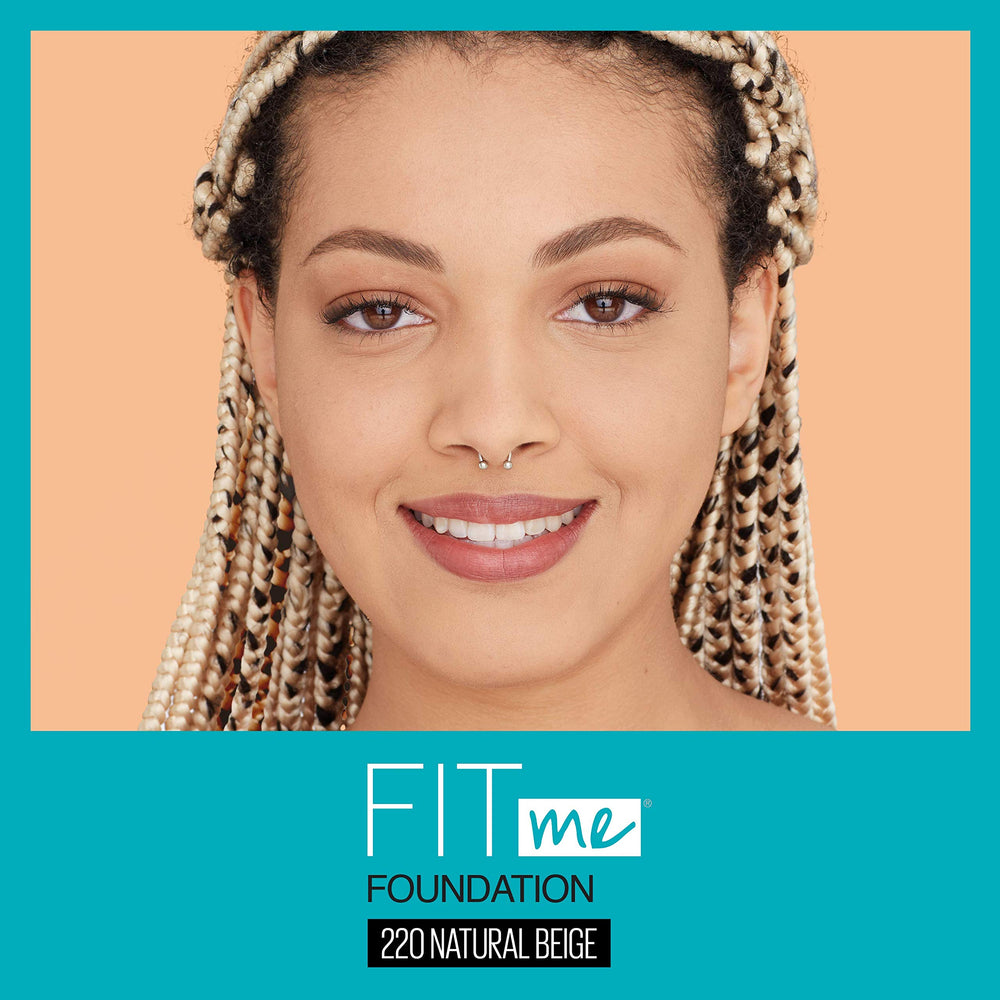 Maybelline Fit Me swatches show natural beige shade in action.