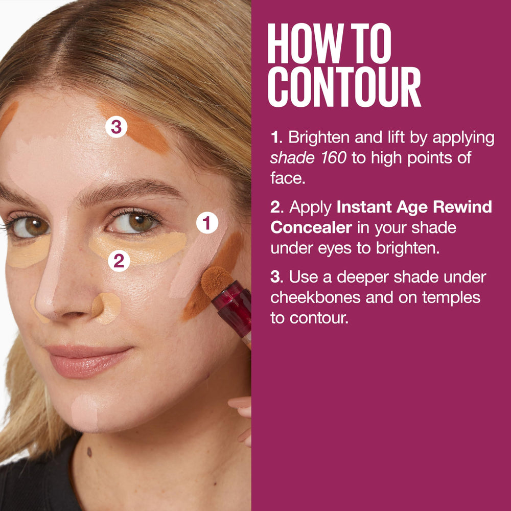 Maybelline Instant Age Rewind anti-microbial protection for clean application.