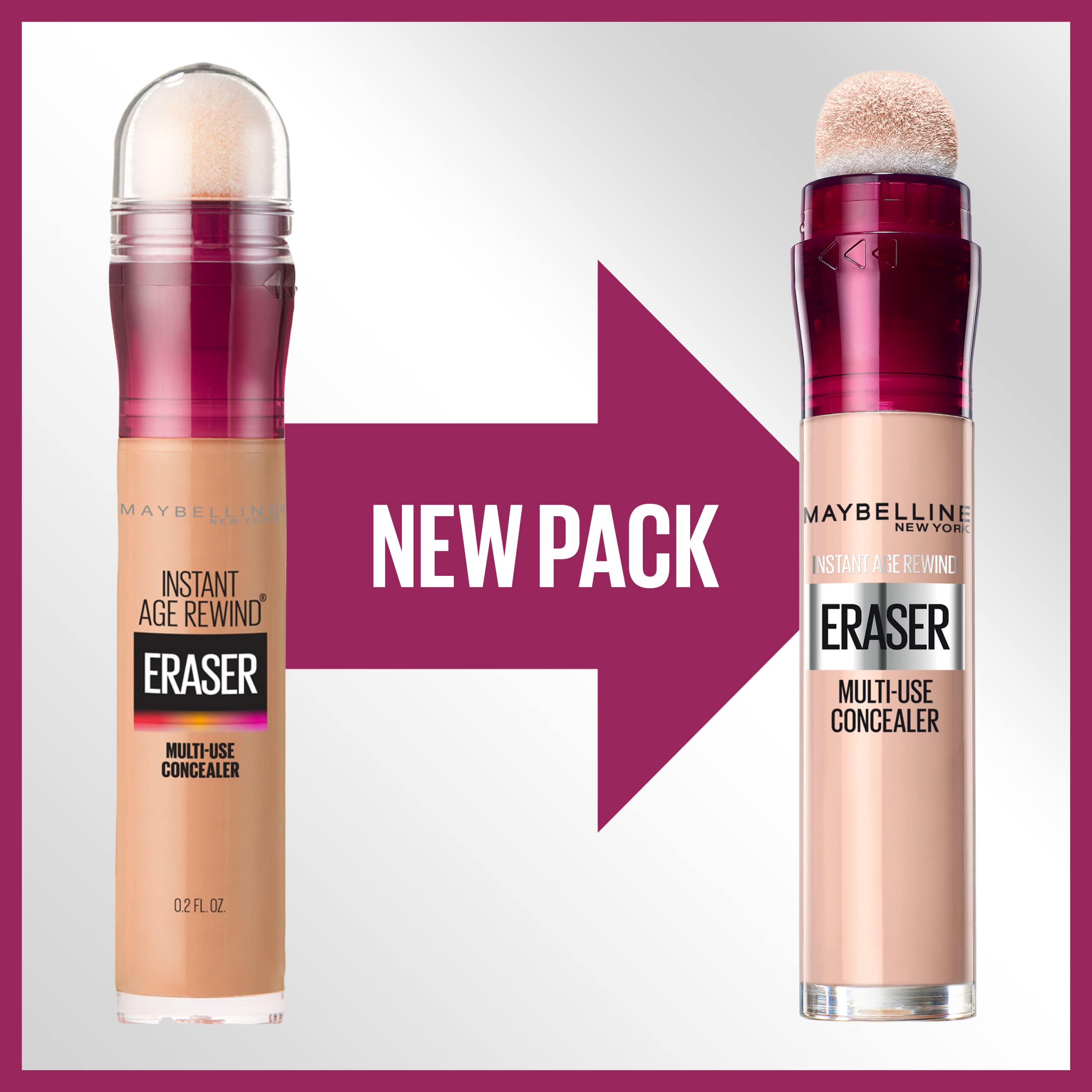 Maybelline Instant Age Rewind concealer compact swatch demonstrates portable travel-ready use.