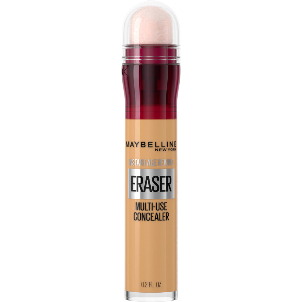 Maybelline Instant Age Rewind concealer tube demonstrates brightening under-eye coverage for a rested look.