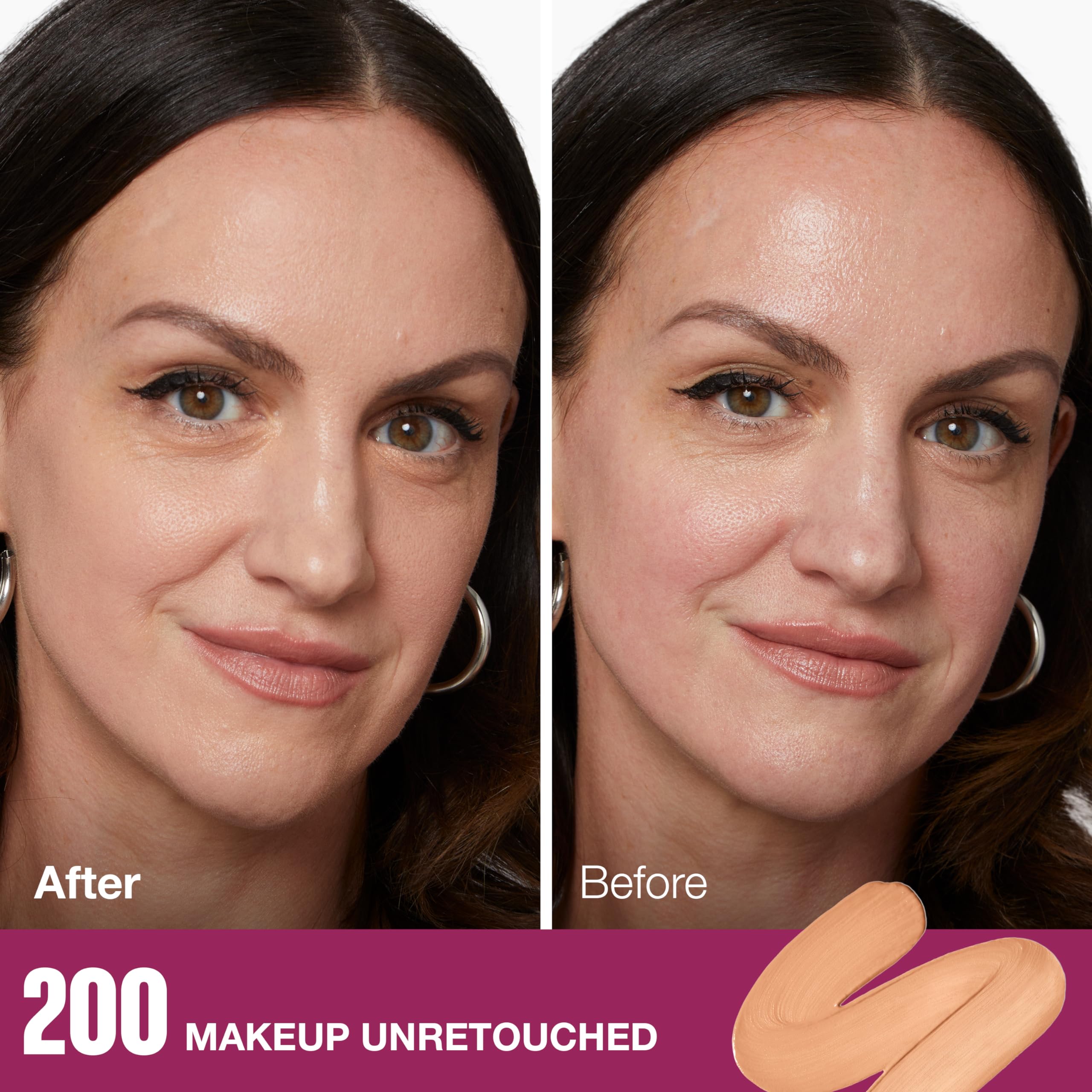 Maybelline Instant Age Rewind foundation swatches demonstrate even tone and buildable coverage.