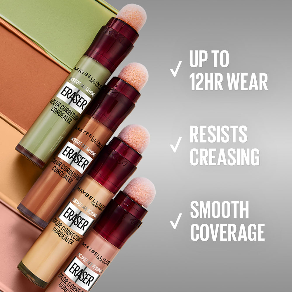 Maybelline Instant Eraser Pink shade swatch corrects dark circles on light to medium skin.