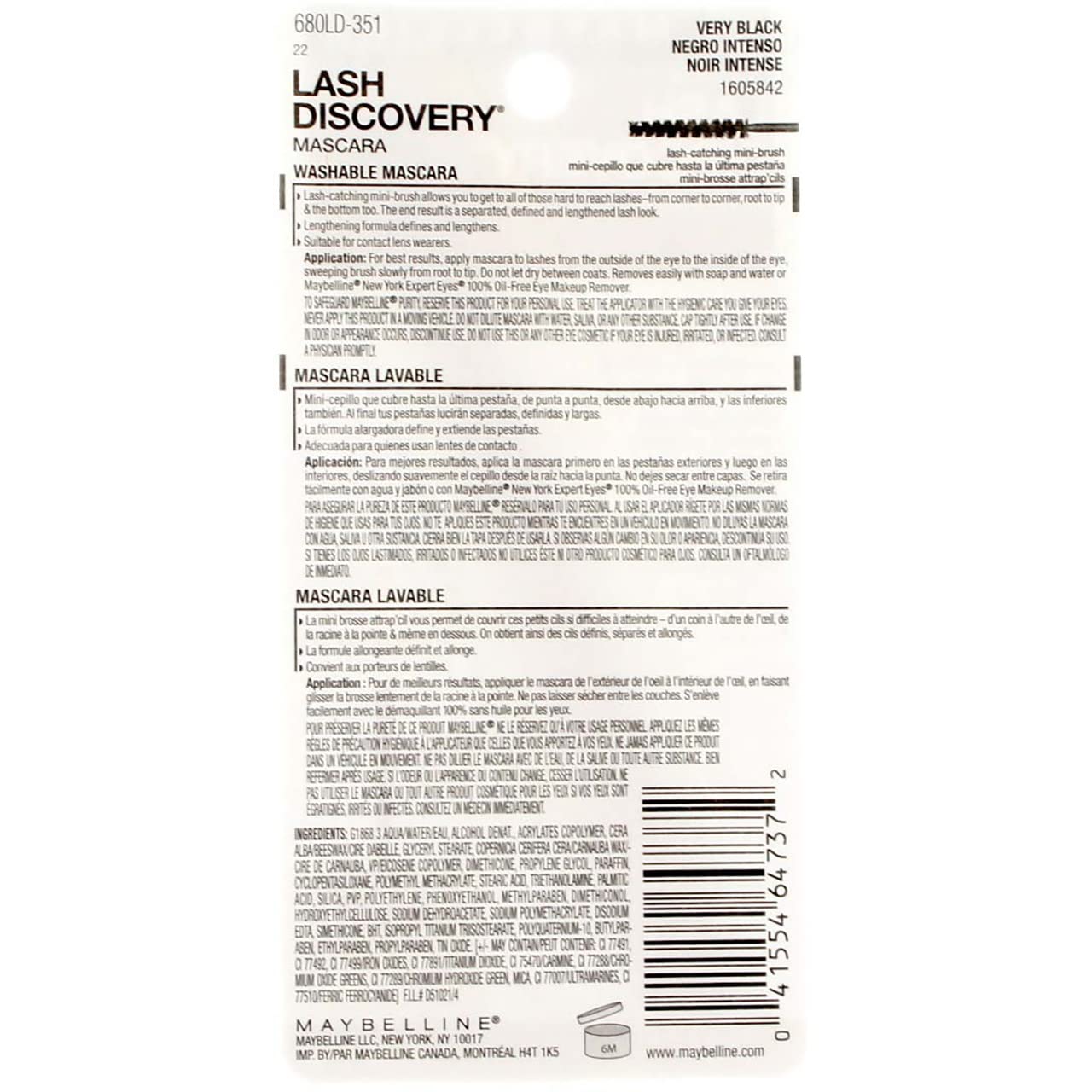 Maybelline Lash Discovery lashes before and after show length and definition.