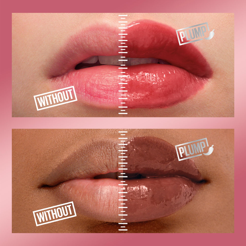 Maybelline Lifter Gloss Plump chili pepper ingredient illustrating warming sensation on lips.
