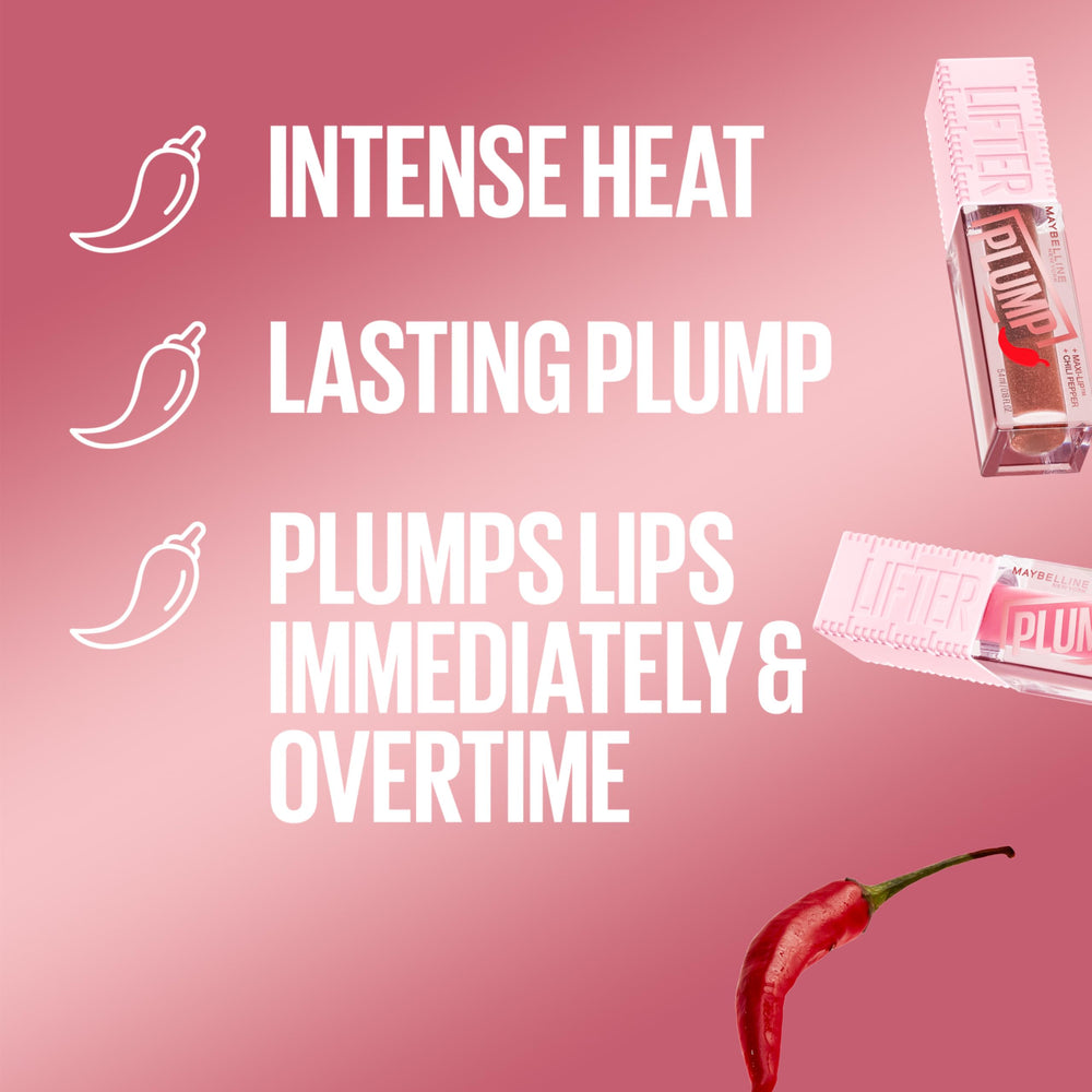 Maybelline Lifter Gloss Plump XL wand close-up for precise lip lift.