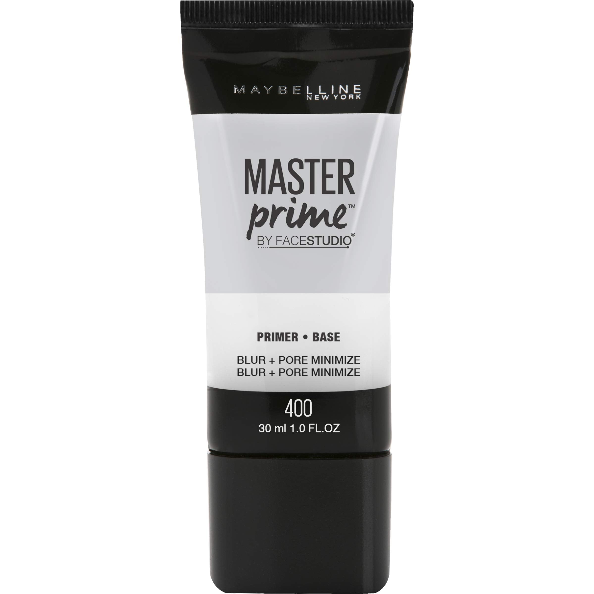 Maybelline Master Prime Blur bottle pour showing lightweight formula for smooth makeup prep.