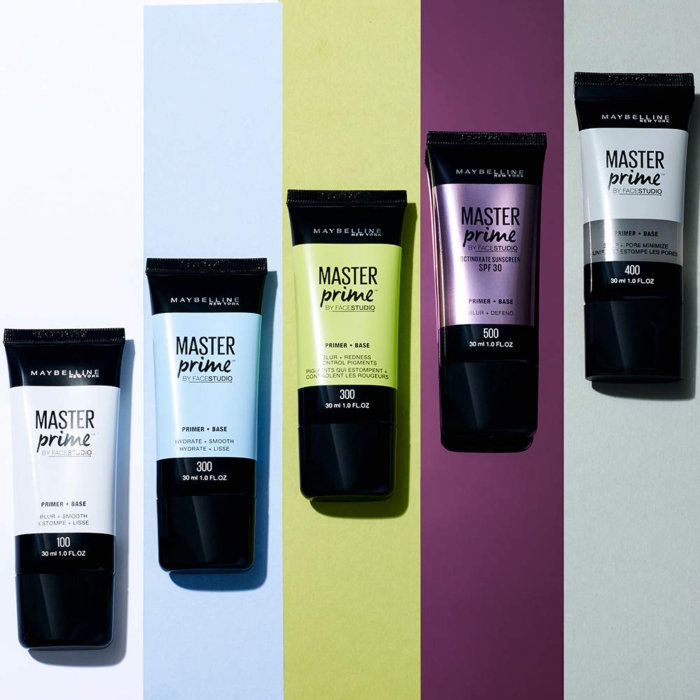 Maybelline Master Prime Blur finish provides non-oily, even-looking wear.
