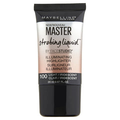 Maybelline Master Strobing Liquid Highlighter bottle closeup for easy glow application.