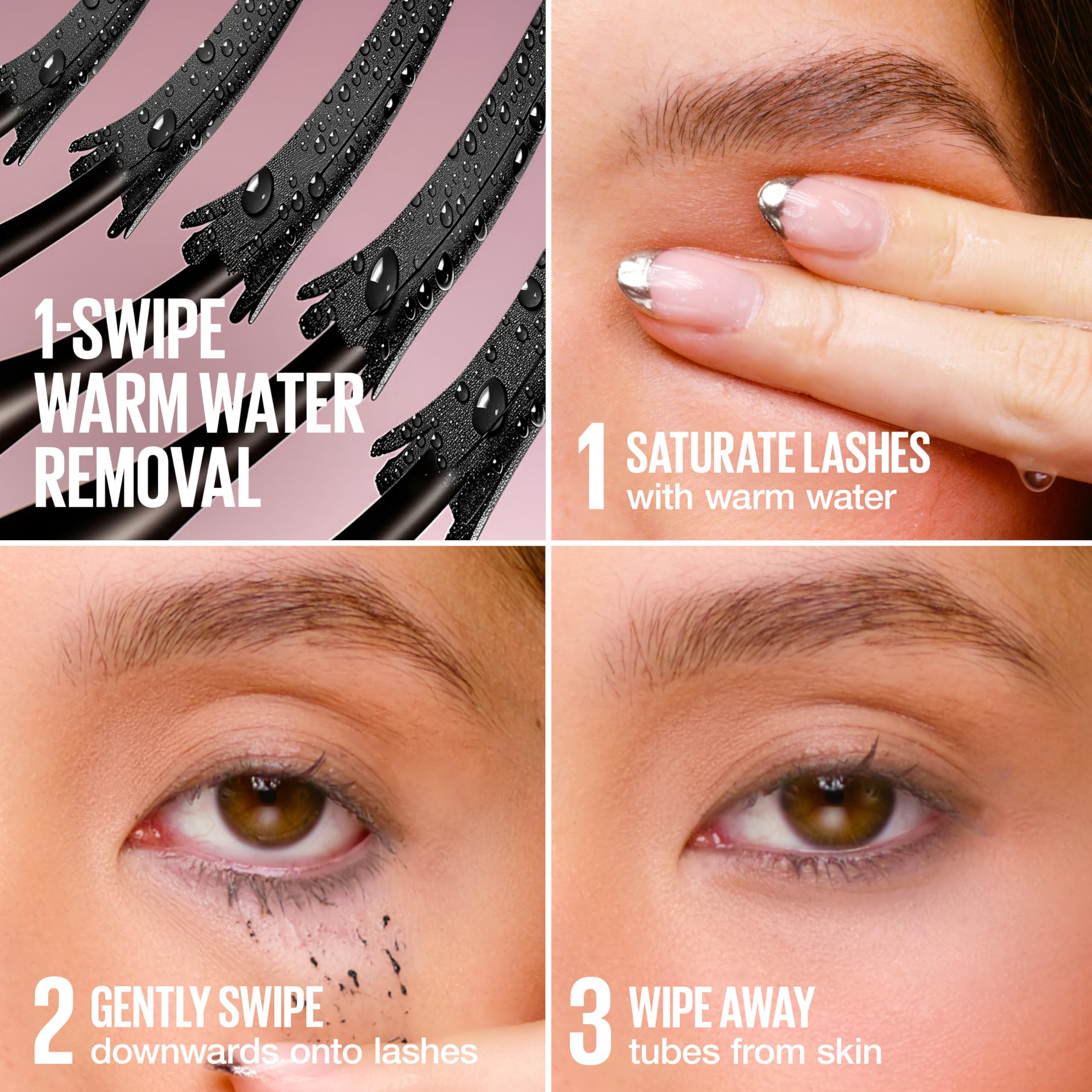Maybelline before and after lashes showing visible length and separation benefit