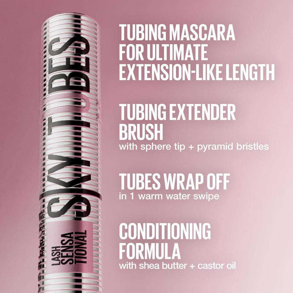 Maybelline tube texture detail illustrating tubing formula for flake-proof performance