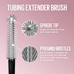 Maybelline mascara applied on lashes close-up showing extension-like length effect