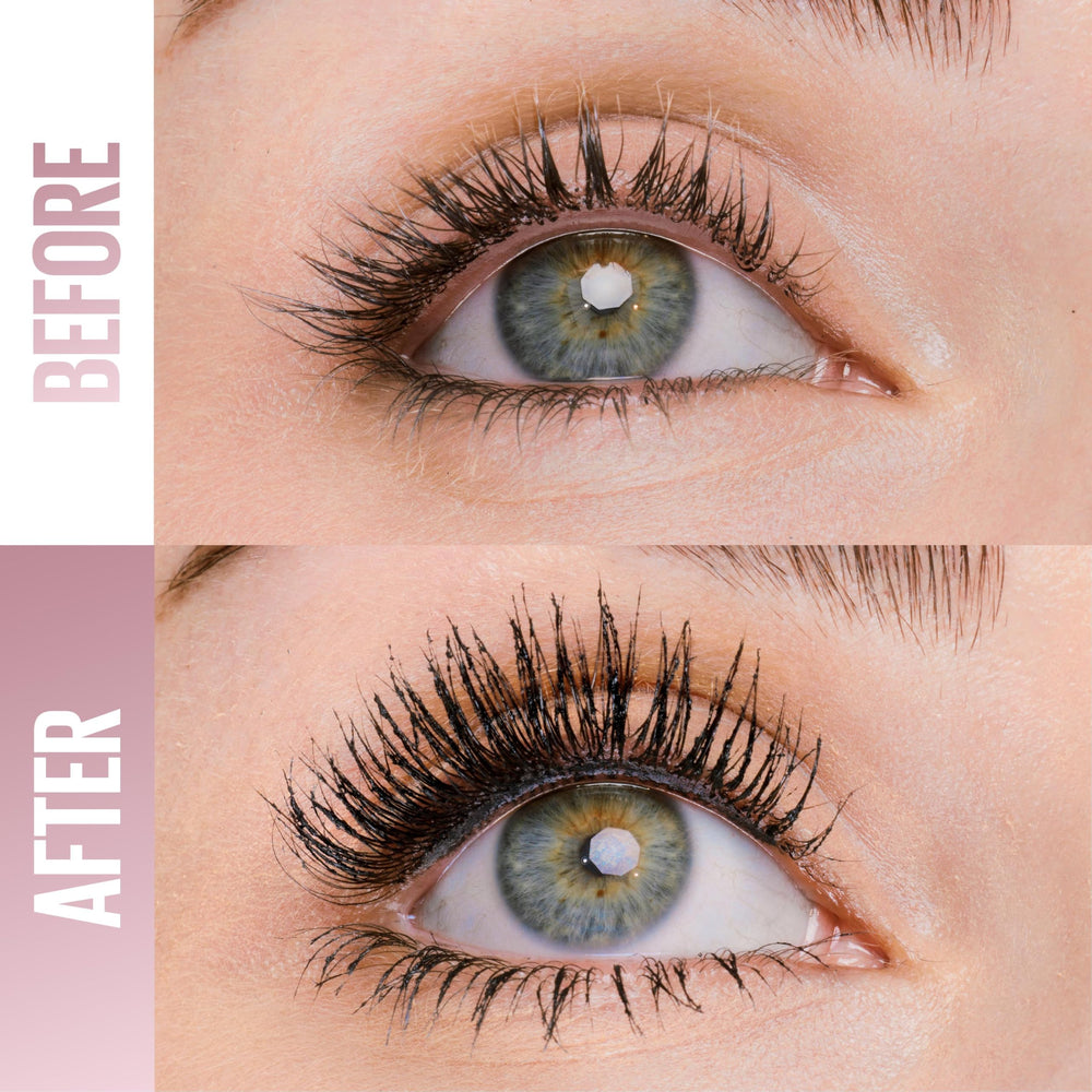 Maybelline wand brush close-up showing pyramid bristles for precise lengthening