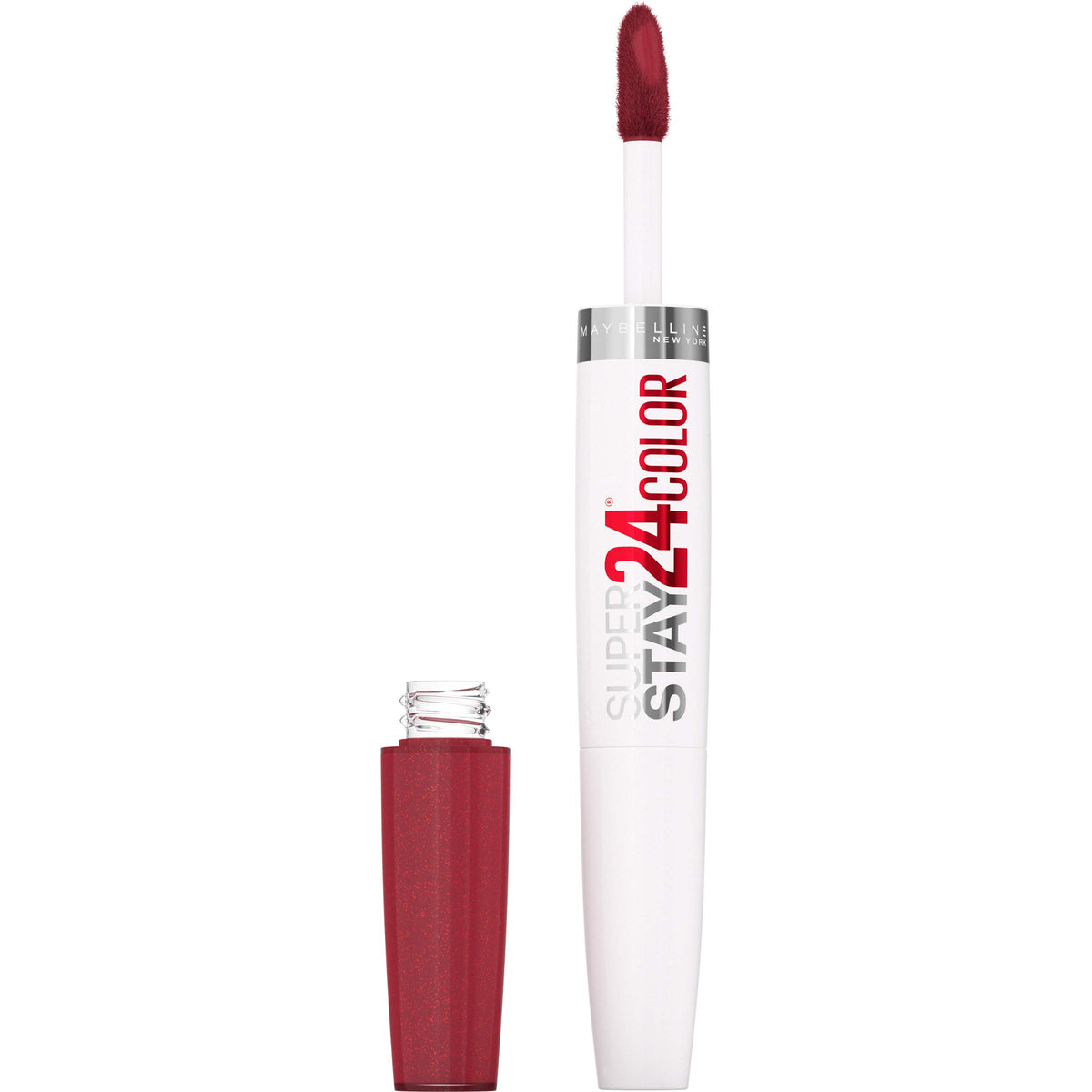 Maybelline Super Stay 24 City Ablaze lipstick swatch with vibrant, long-lasting color.