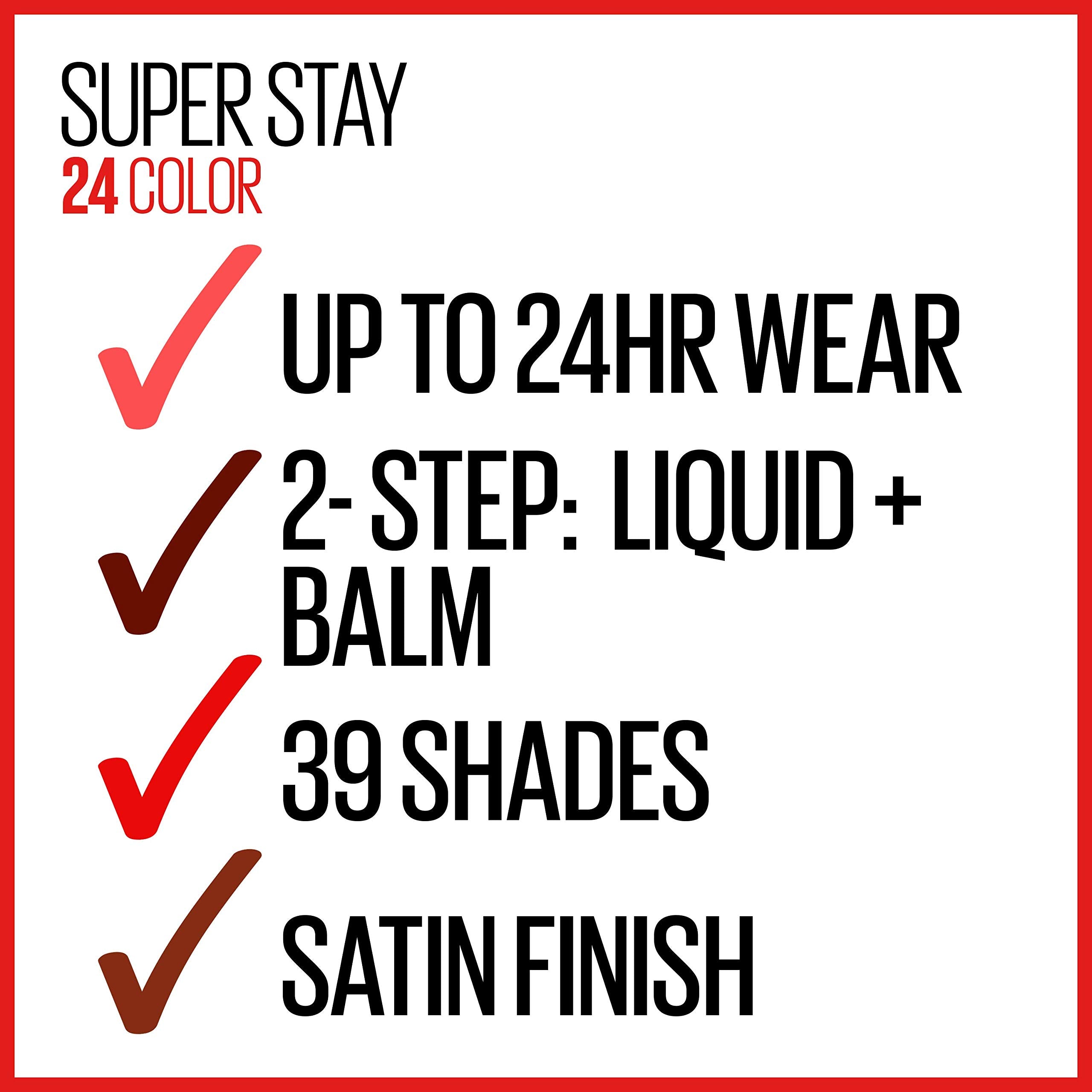 MAYBELLINE Super Stay 24: aplicación suave, brillo sedoso sin untar.