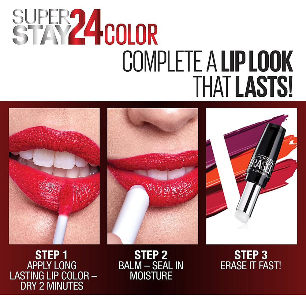 MAYBELLINE Super Stay 24: color que dura 24 horas en labios.