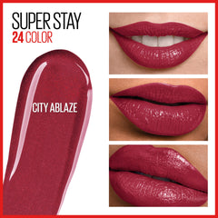 Maybelline Super Stay 24 ultra-conditioning balm on lips maintains moisture during wear.
