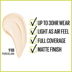 Maybelline Super Stay Active Wear porcelain swatches show even color distribution