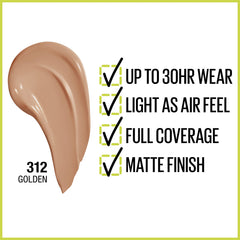 Maybelline Super Stay application swatch demonstrates smooth, lightweight glide on skin