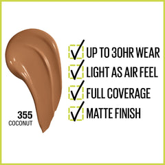 Close-up of the Maybelline Super Stay bottle pump demonstrates smooth, quick-dry application.