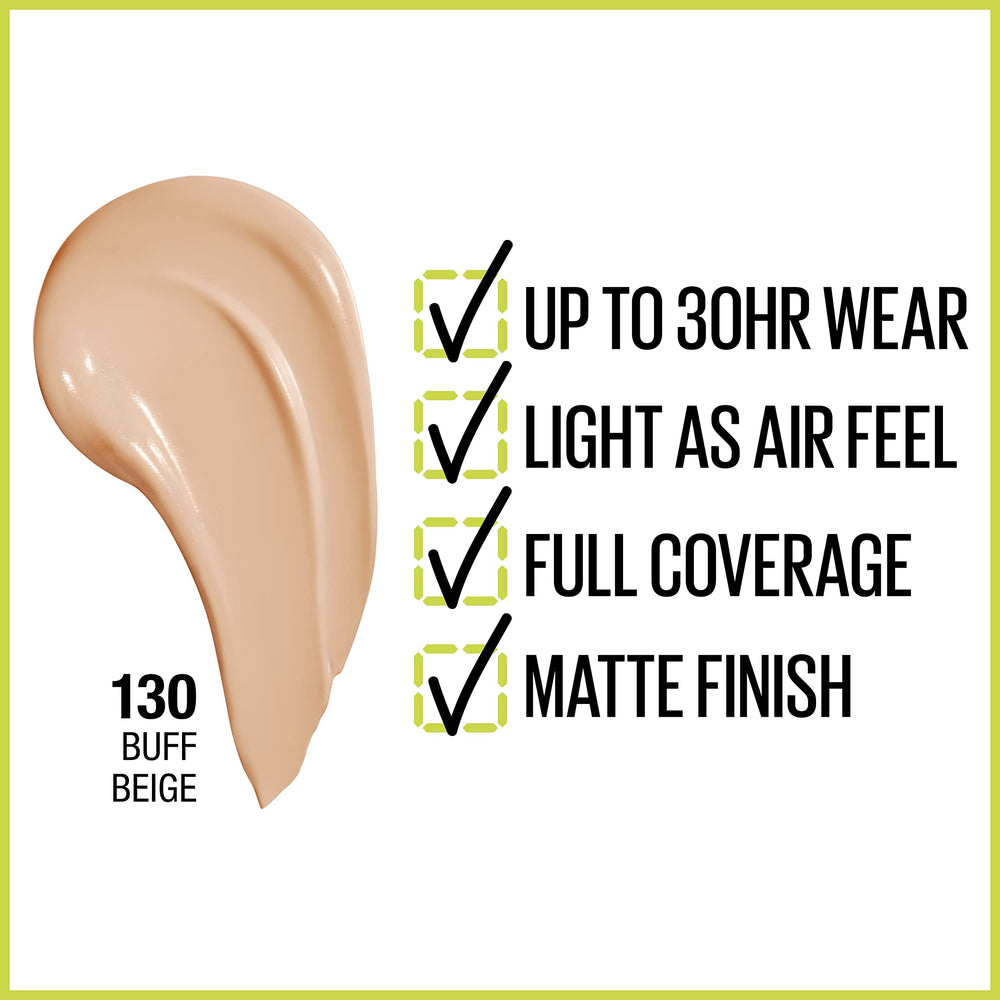 Maybelline foundation swatches buff beige show true shade match.