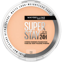 Maybelline Super Stay Hybrid Foundation compact open shows long-wear matte finish.