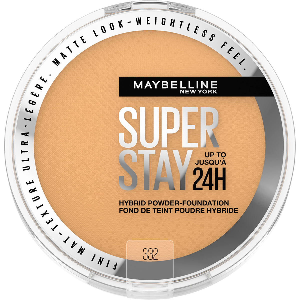 Maybelline Super Stay Hybrid Powder Foundation compact close-up shows long-lasting matte coverage