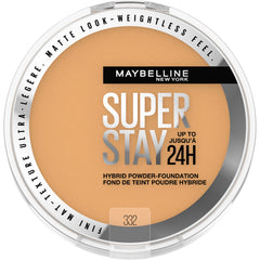 Maybelline Super Stay Hybrid Powder Foundation compact close-up shows long-lasting matte coverage