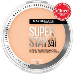 Maybelline Super Stay Hybrid Foundation application swatch blends seamlessly for all skin types.
