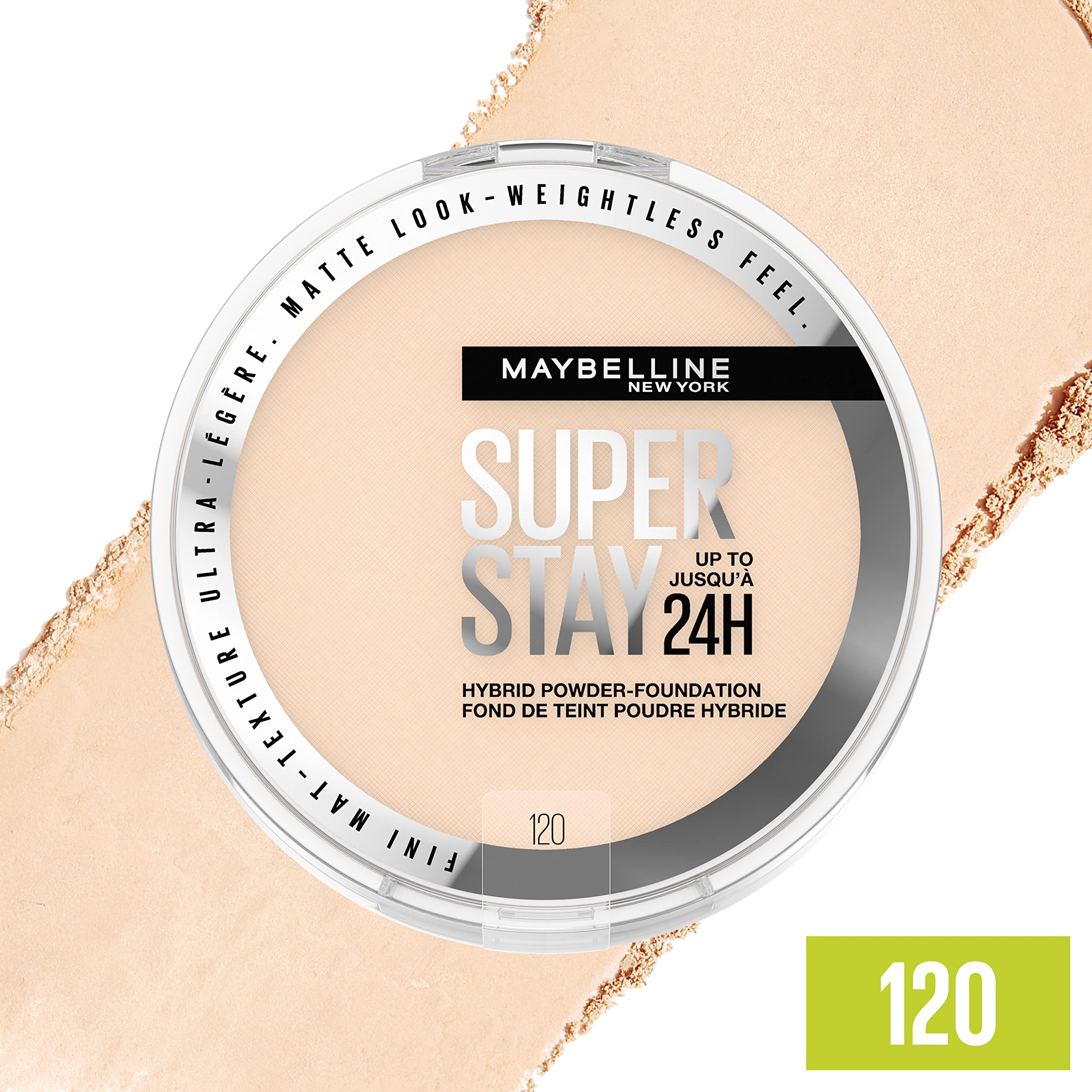 Maybelline Super Stay Hybrid Powder matte finish on skin shows all-day shine control.