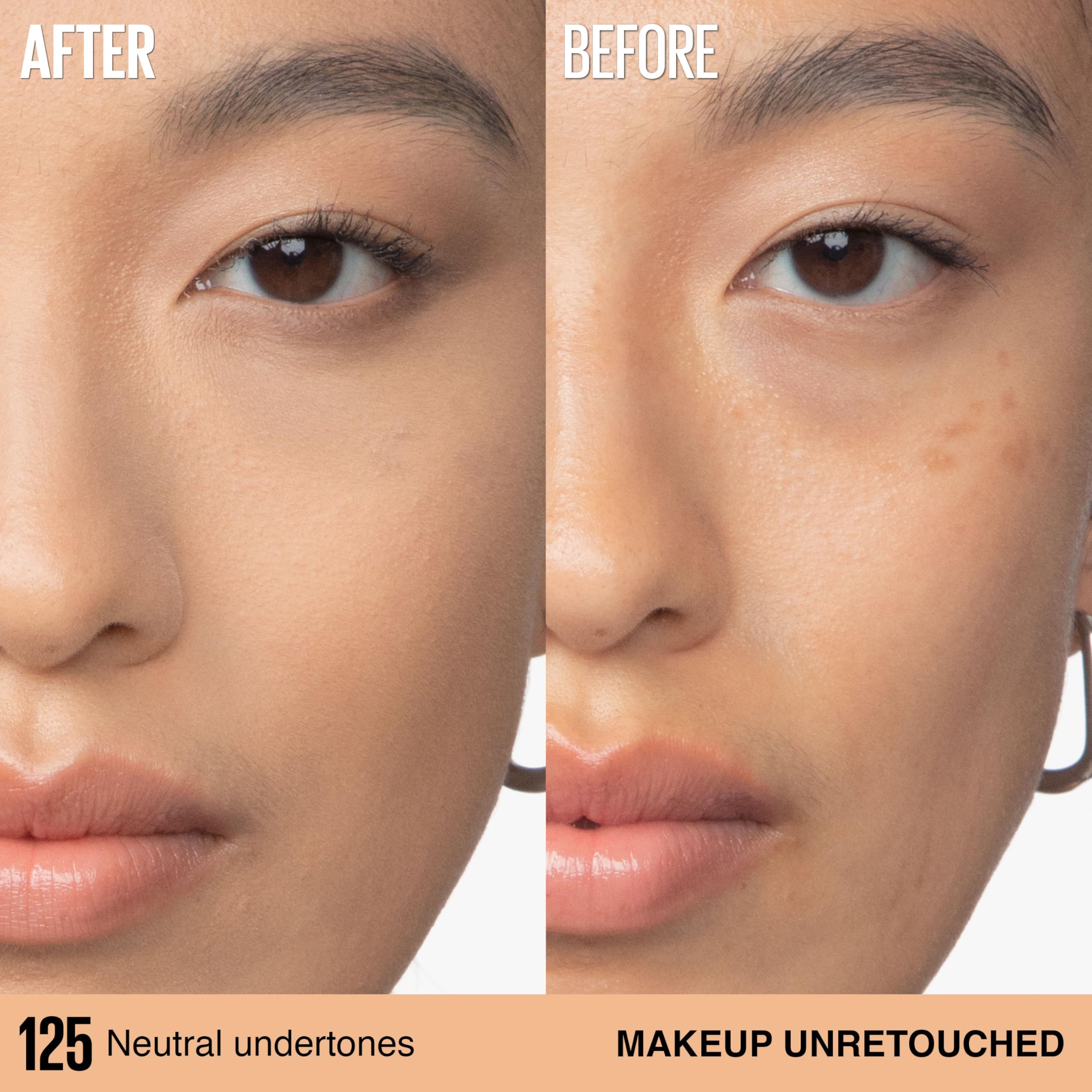 Maybelline Lumi-Matte Foundation application demonstrates buildable coverage