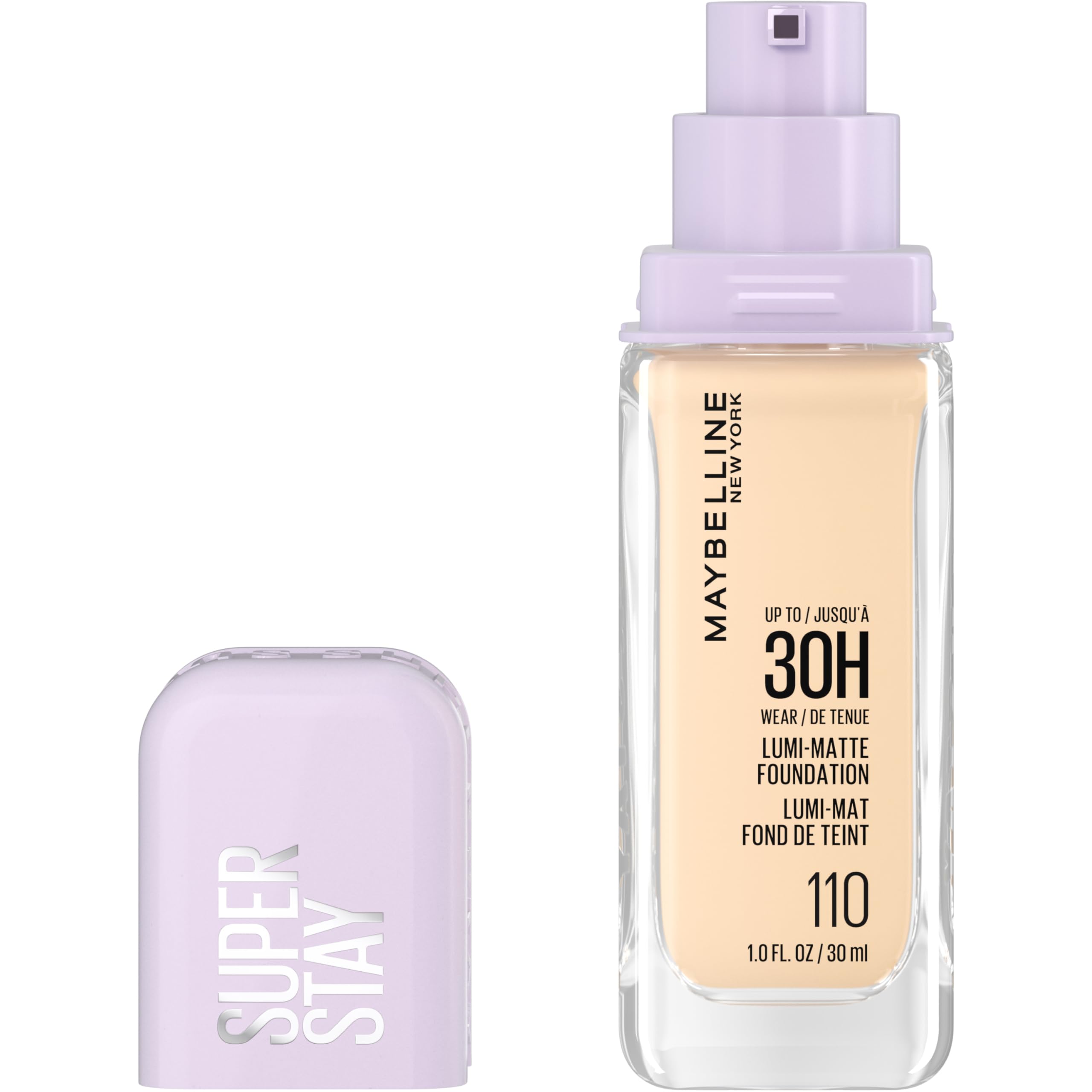 Maybelline Super Stay Lumi-Matte Foundation bottle demonstrates luminous matte finish for all-day wear