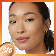Maybelline Super Stay Skin Tint 310 liquid swirl highlights weightless, radiant finish.