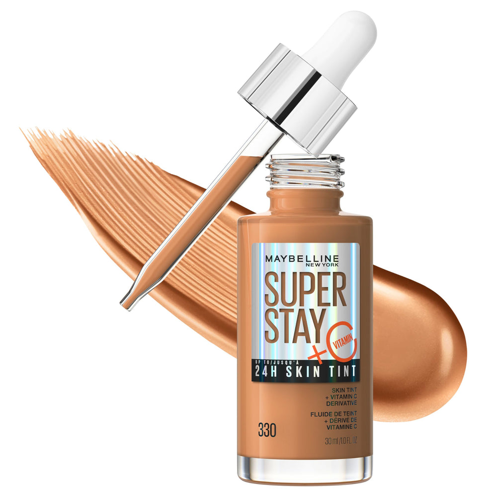 Maybelline Super Stay Skin Tint packaging showcases sleek bottle design for easy daily application.