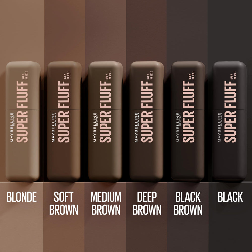 Maybelline Superfluff tube and cap closeup with airy volumizing mousse.