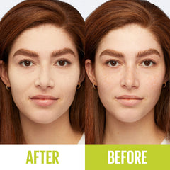 Maybelline Super Stay Hybrid Powder Foundation application with brush shows easy, even blending