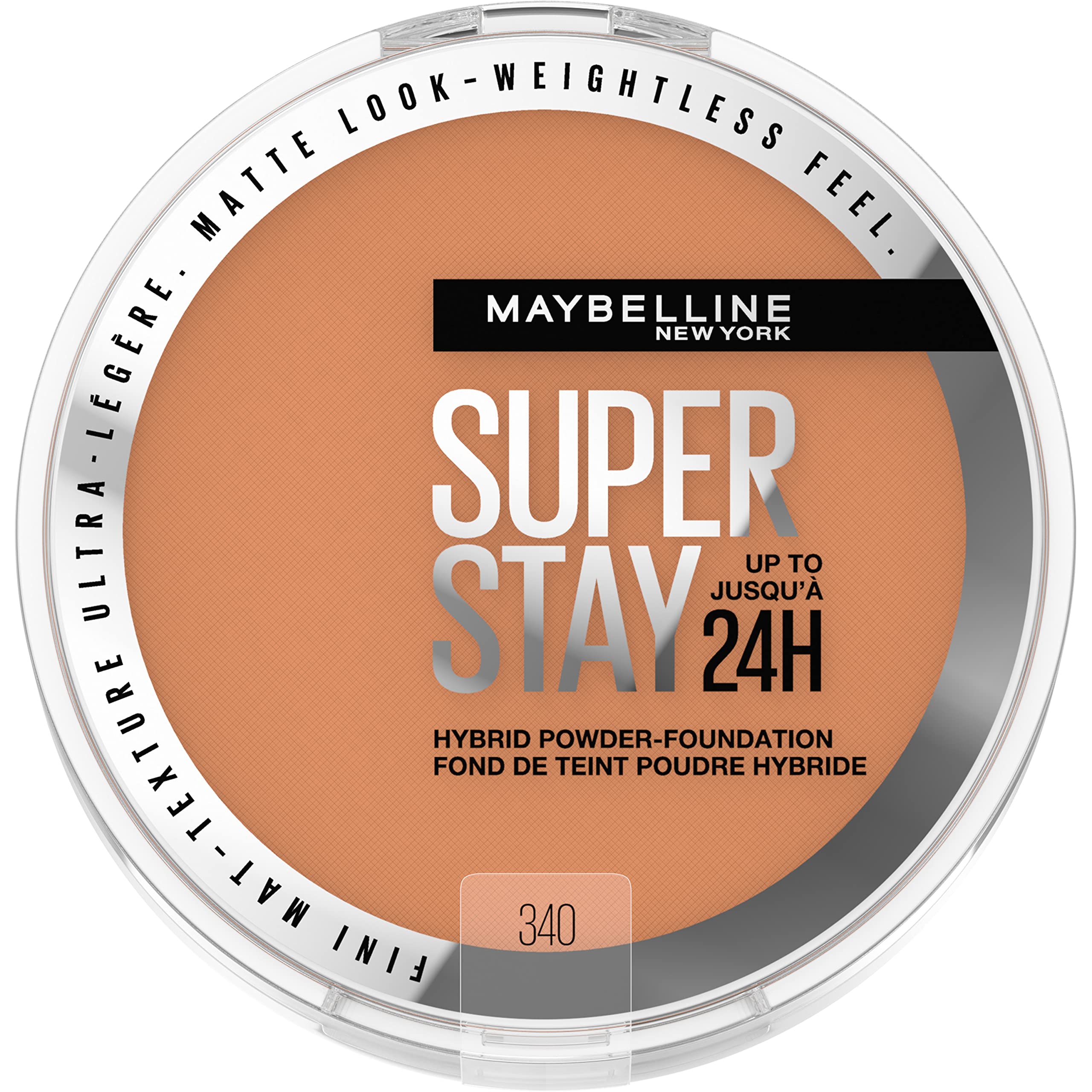 Maybelline Super Stay Hybrid Powder Foundation compact soft matte finish for all-day coverage.